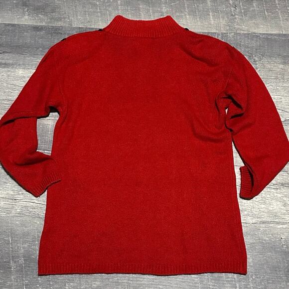 Vintage Sheridan Square Red Silk Wool Blend Tunic Sweater Womens M Beaded Sequin - Picture 4 of 7
